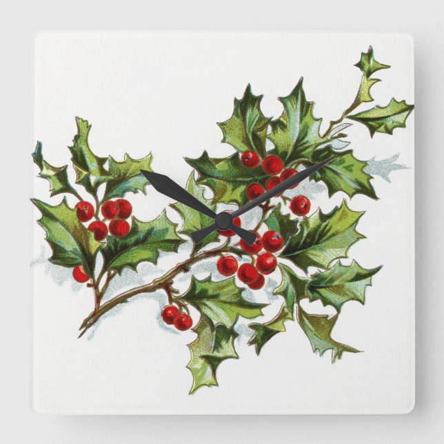 Horloge Carrée HollyBerries 001 (Recto)