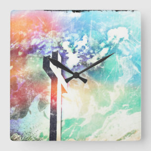 Horloge Carrée Holy Cross Pastel
