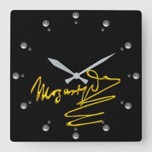 Horloge Carrée HOMAGE TO MOZART Gold Signature of Composer Black