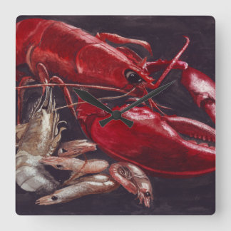 Horloge Carrée Homard et crevettes