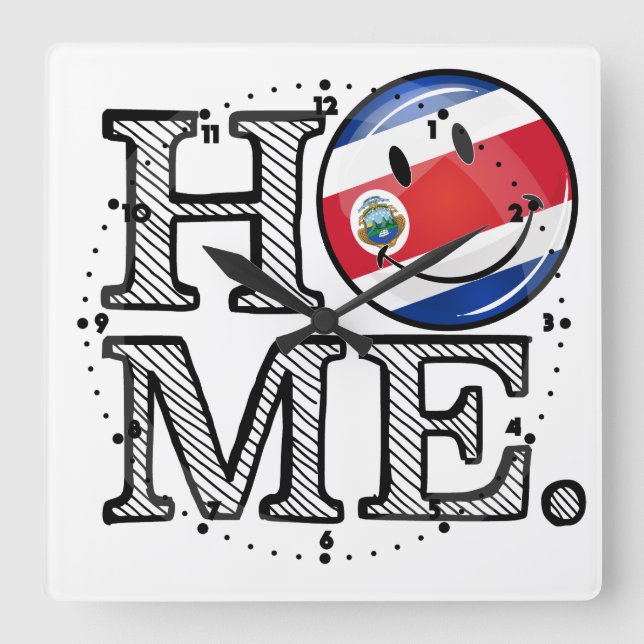 Horloge Carrée Home is Costa Rica Smiling flag Housewarming (Recto)