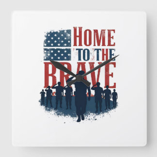 Horloge Carrée Home of the Brave Salute Tee