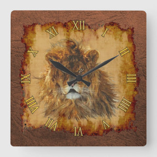 Horloge Carrée Homme Lion Africain Big Chat & Faux Leather II