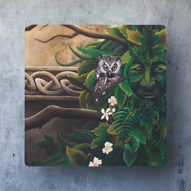 Horloge Carrée Homme vert celtique (Créateur téléchargé)