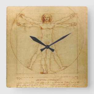 Horloge Carrée Homme vitruvien par Leonardo Da Vinci