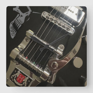 Horloge Carrée Horaire de guitare de Crawdad