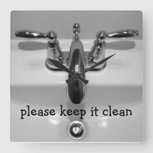 Horloge Carrée Horaires Drôle De La Salle De Bains