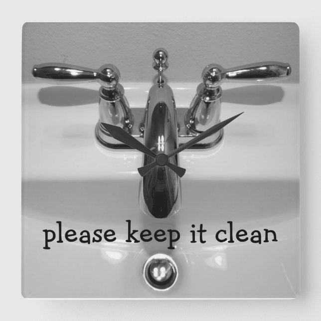 Horloge Carrée Horaires Drôle De La Salle De Bains (Recto)