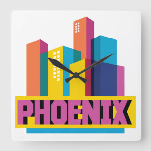 Horloge Carrée Horizon au néon de Phoenix, Arizona  