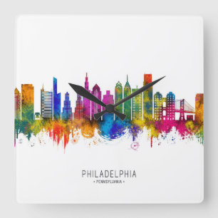 Horloge Carrée Horizon de Philadelphie Pennsylvanie