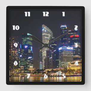 Horloge Carrée Horizon pittoresque de Singapour