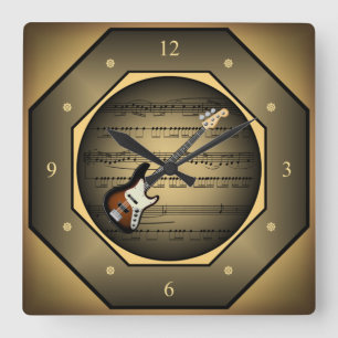Horloge Carrée Horloge-tagon ~ Guitare électrique ~ Sheet Music ~