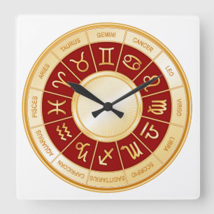 Horloge Carrée Horoscope Mandala