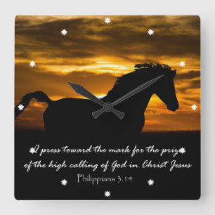 Horloge Carrée Horse with Bible Verse