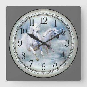 Horloge Carrée Horses sauvages