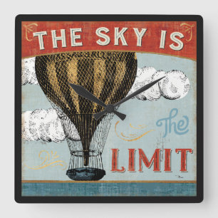 Horloge Carrée Hot Air Balloon Sky Is The Limit Quote