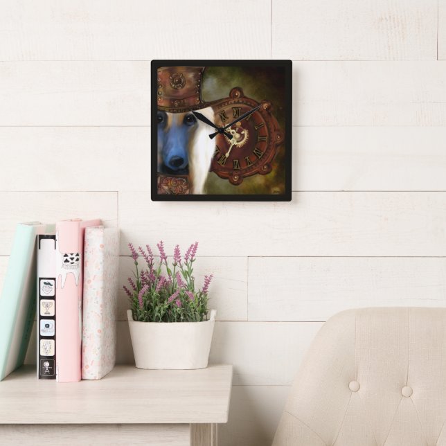 Horloge Carrée Hound afghan (Salle de lecture)