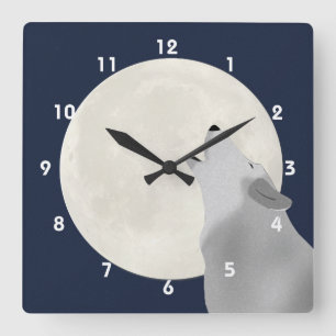 Horloge Carrée Howl at the Moon Wall Clock