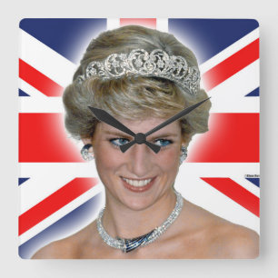 Horloge Carrée HRH Princess Diana Union Jack