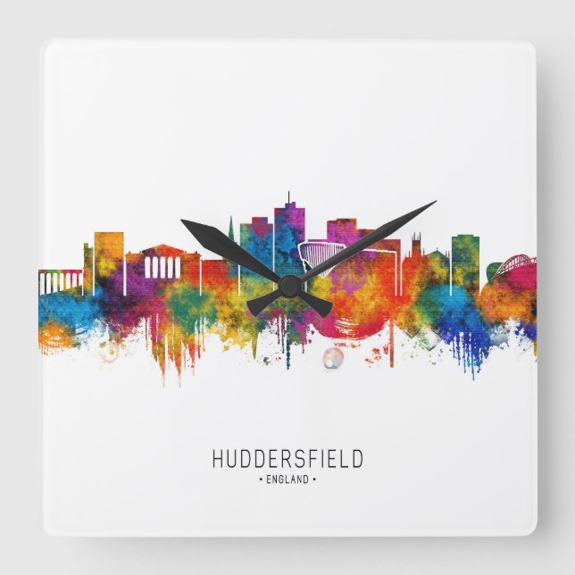 Horloge Carrée Huddersfield Angleterre Skyline (Recto)