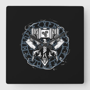 Horloge Carrée Huginn Celtique Et Muninn Raven Viking