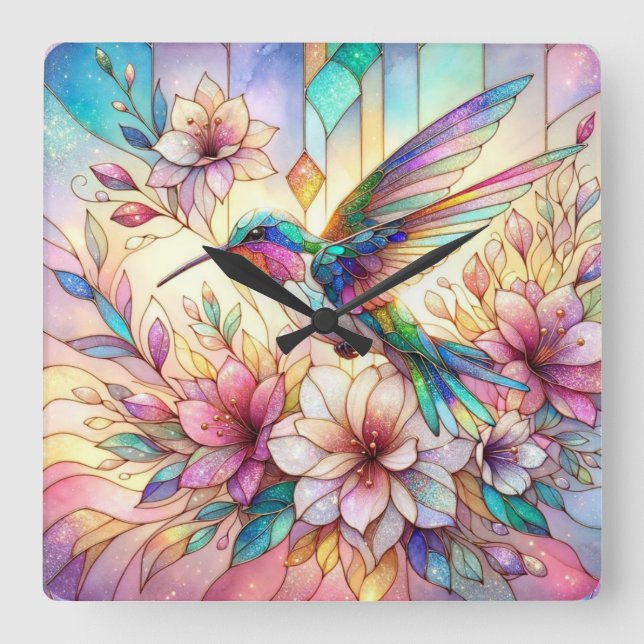 Horloge Carrée Hummingbird (Recto)