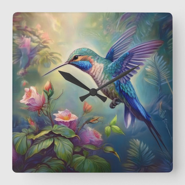 Horloge Carrée Hummingbird (Recto)