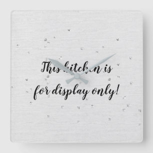 Horloge Carrée humorous kitchen text witsquare diamond stud