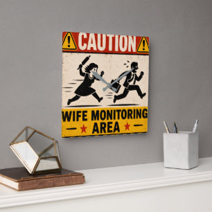 Horloge Carrée Humour de mariage drôle pour les couples