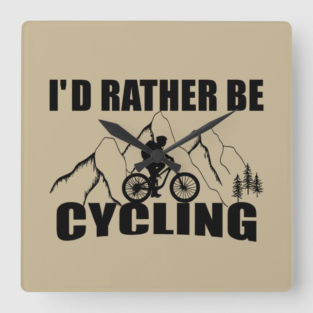 Horloge Carrée Humour VTT - Cyclisme Drôle (Recto)