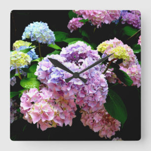 Horloge Carrée Hydrangea