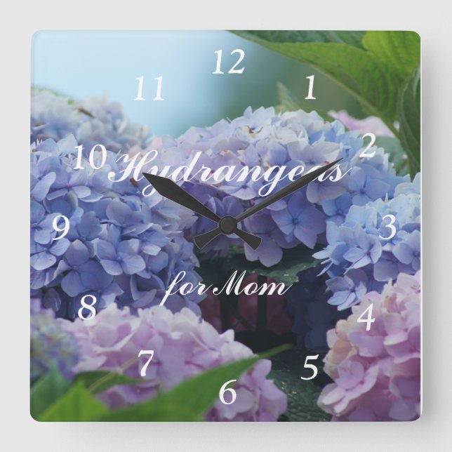 Horloge Carrée Hydrangea 2385 Clock- customize ou personalize (Recto)