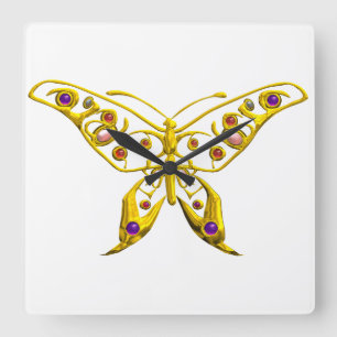 Horloge Carrée HYPER BUTTERFLY,yellow
