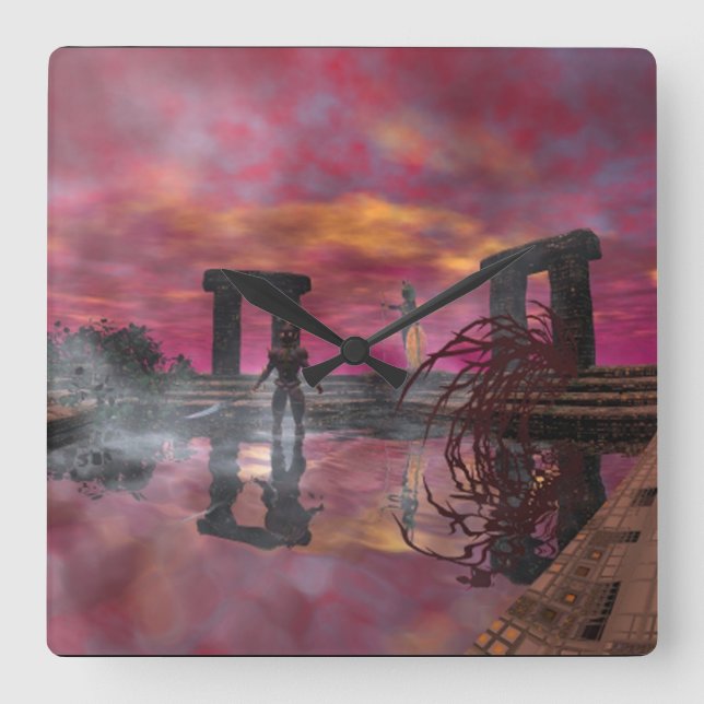 Horloge Carrée HYPERION TEMPLE OF WATER Science Fiction, Sci-Fi (Recto)