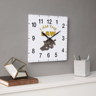 Horloge Carrée I am the law with a m4a1 machine
