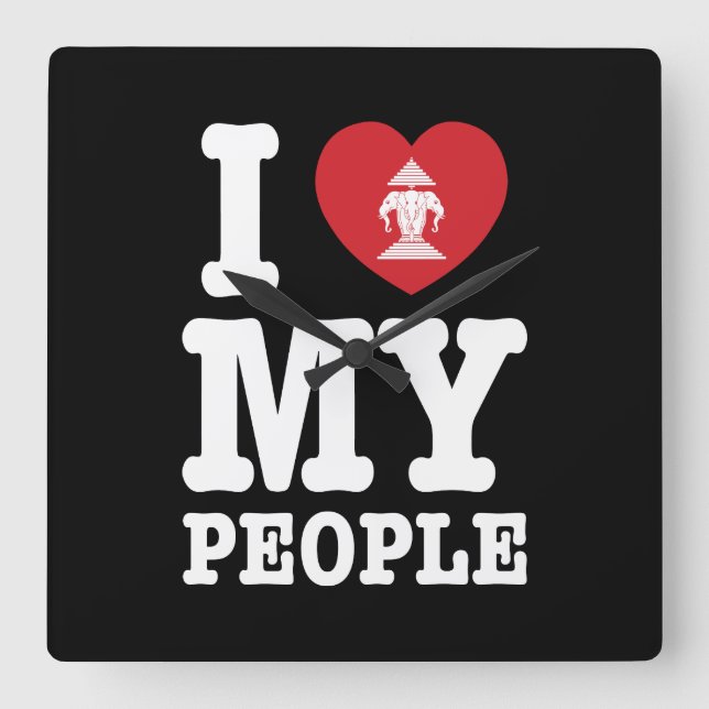 Horloge Carrée I Heart (Love) Erawan My Lao People (Recto)