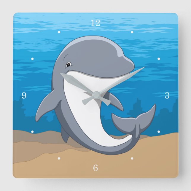 Horloge Carrée I Love Dolphins (Recto)