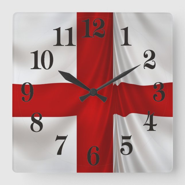 Horloge Carrée I Love England Drapeau de St George Patriotic (Recto)