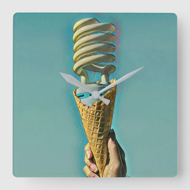 Horloge Carrée I love ice cream artwork (Recto)