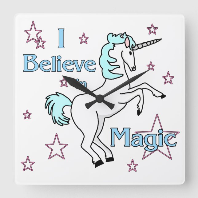 Horloge Carrée I Love In Magic Unicorn Wall Clock (Recto)