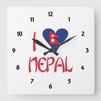 Horloge Carrée I Love Nepal