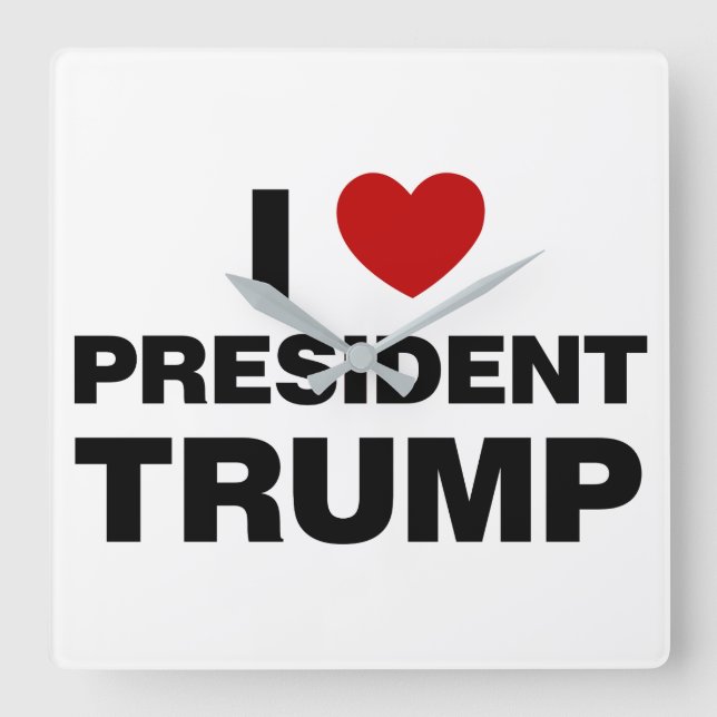 Horloge Carrée I Love Président Trump Heart (Recto)