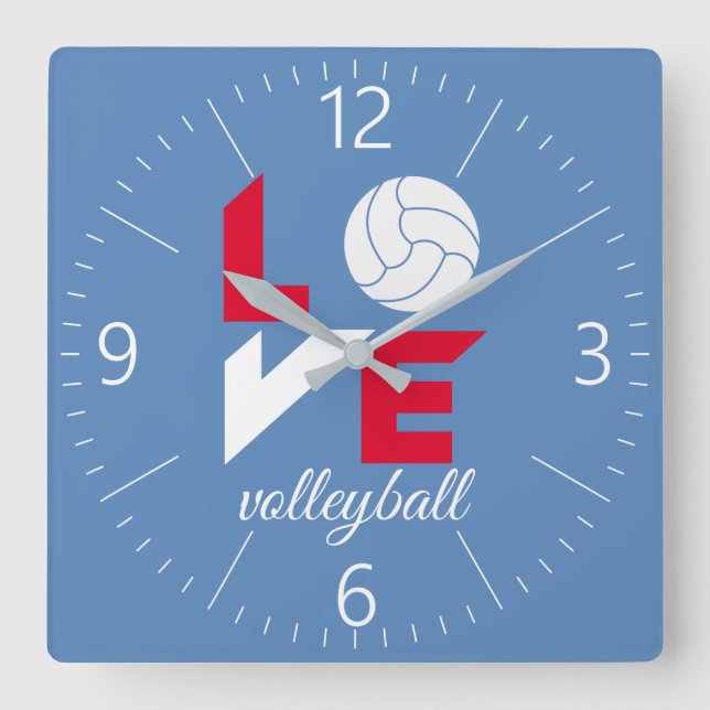 Horloge Carrée I Love volleyball (Recto)