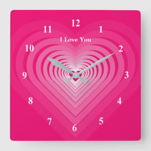 Horloge Carrée I Love You - Personnalisable - Romantique