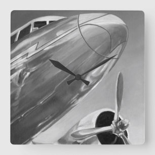 Horloge Carrée Icône de l'aviation : Vue de fermeture