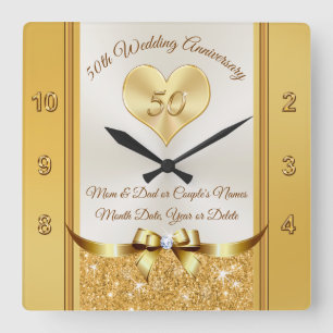 Horloge Carrée Idées-cadeaux pour les Mariages d'or