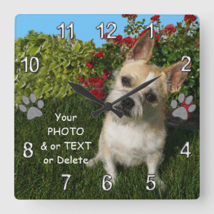 Horloge Carrée Idées de cadeau d'animal familier personnalisées
