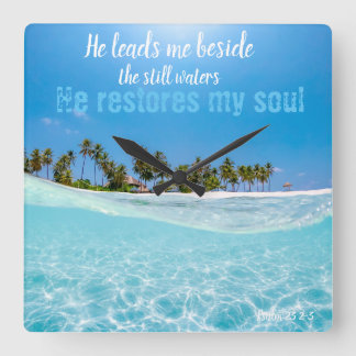 Horloge Carrée Il Restaure Mon Âme Écriture Horloge, Eau Océaniqu