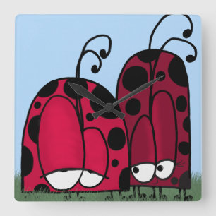 Horloge Carrée Illustration de Ladybug d'amour non demandé