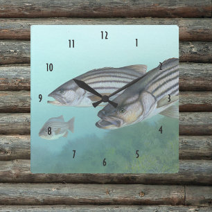 Horloge Carrée Illustration du poisson à basse rayée